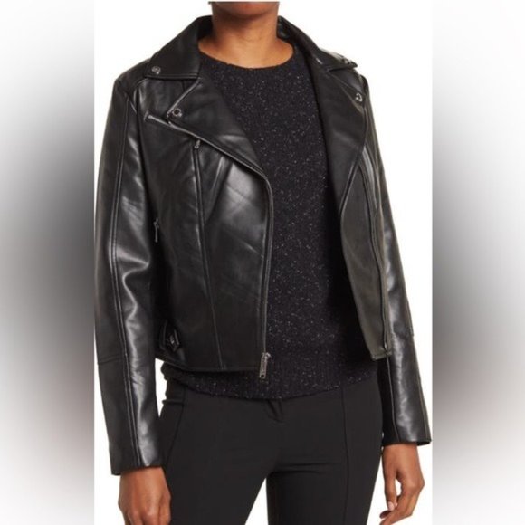 Sam Edelman zip up Faux Leather Moto Jacket - Picture 2 of 3